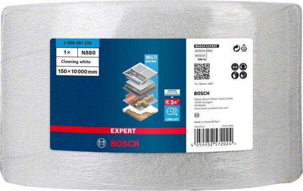 Bosch Professional Expert N880 Vliesrolle zum Handschleifen, 150 mm x 10 m, Reinigung (2608901233)