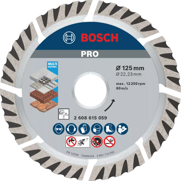 Bosch Professional Multi Material Diamanttrennscheibe, 125 x 22,23 mm (2608615059)