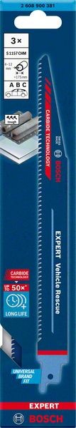 Bosch Professional Expert ‘Vehicle Rescue’ S 1157 CHM Säbelsägeblatt, 3 Stück (2608900381)