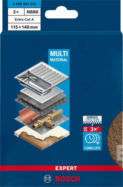 Bosch Professional Expert N880 Vliespad zum Handschleifen, 115 x 140 mm, grob A, 2-tlg. (2608901218)