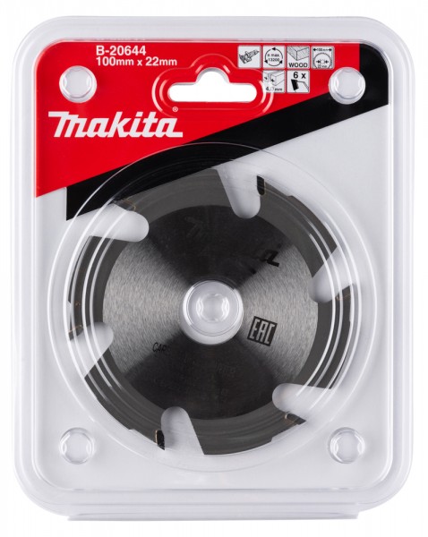 Makita HM-HM-Nutfräseblatt, 100 x 22 mm, 6 Zähne für DPJ180, PJ7000 (B-20644)