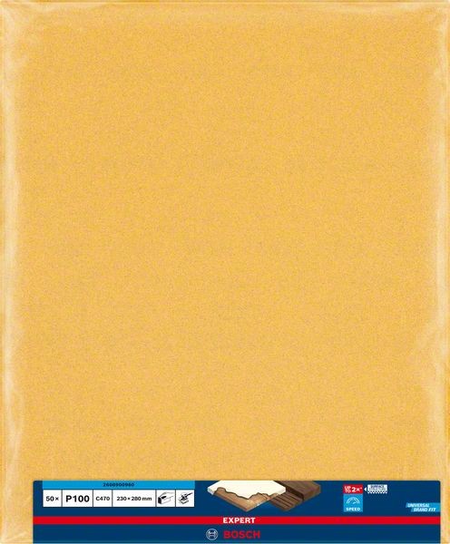 Bosch Professional Expert C470 Schleifpapier zum Handschleifen, 230 x 280 mm, G 100 (2608900960)