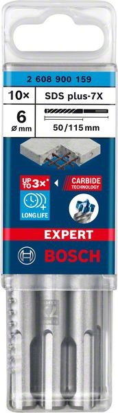 Bosch Professional Expert SDS plus-7X Hammerbohrer, 6 x 50 x 115 mm, 10-tlg. (2608900159)