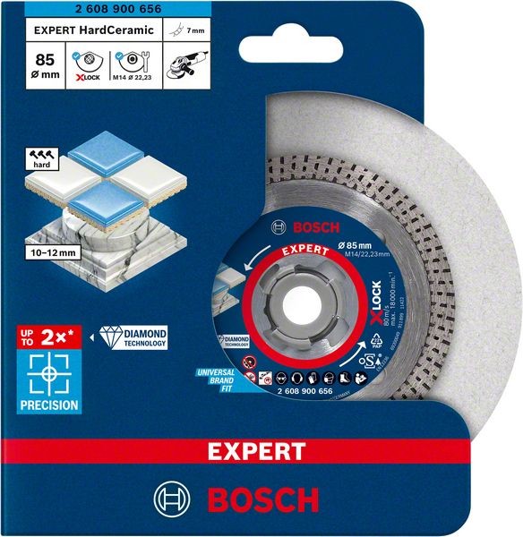 Bosch Professional Expert HardCeramic X-LOCK Diamanttrennscheiben, 85 x 22,23 x 1,6 x 7 mm (2608900656)