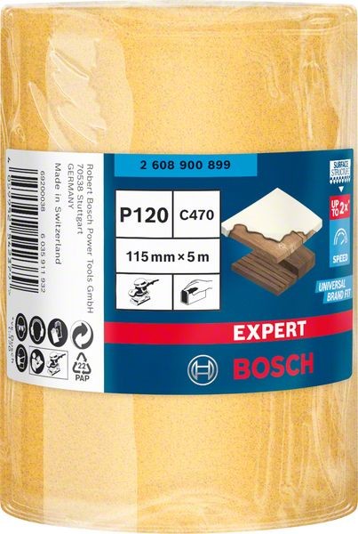 Bosch Professional Expert C470 Schleifpapierrolle zum Handschleifen, 115 mm, 5 m, G 120 (2608900899)