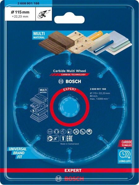 Bosch Professional Expert Carbide Multi Wheel Trennscheibe, 115 mm, 22,23 mm (2608901188)