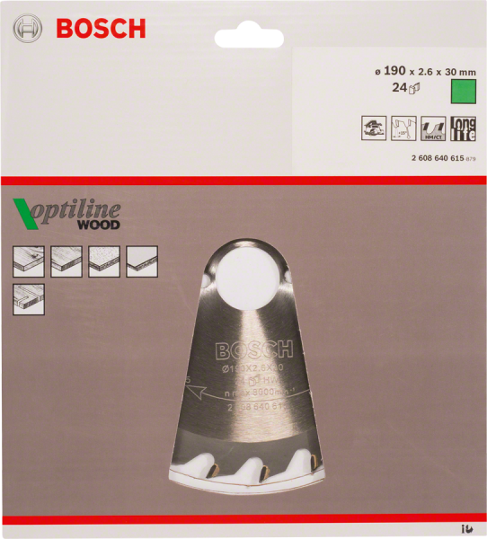 Bosch Professional Kreissägeblatt OP WO H 190x30-24 (2608640615)