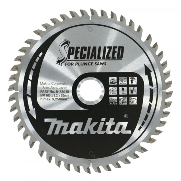 Makita Kreissägeblatt 165x20, 48 Zahn, speziell für Tauchsägen (B-33015)
