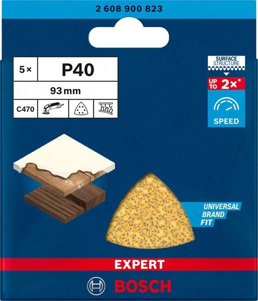 Bosch Professional Expert C470 Schleifpapier für Deltaschleifer, 93 mm, G 40, 5 Stück (2608900823)