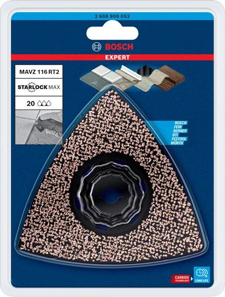 Bosch Professional Expert Sanding Plate MAVZ 116 RT2 Blatt für Multifunktionswerkzeuge, 116 mm (2608900052)