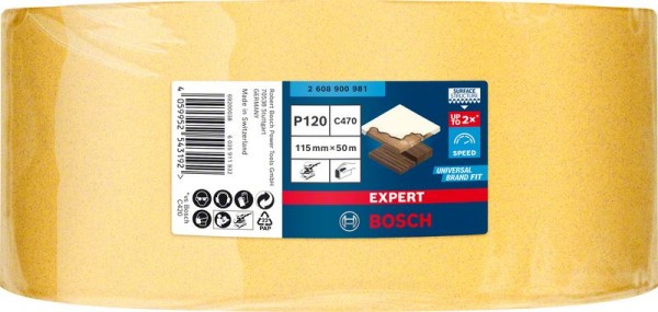 Bosch Professional Expert C470 Schleifpapierrolle zum Handschleifen, 115 mm x 50 m, G 120 (2608900981)