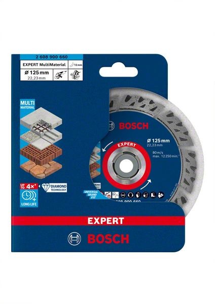 Bosch Professional Expert MultiMaterial Diamanttrennscheiben, 125 x 22,23 x 2,2 x 12 mm (2608900660)