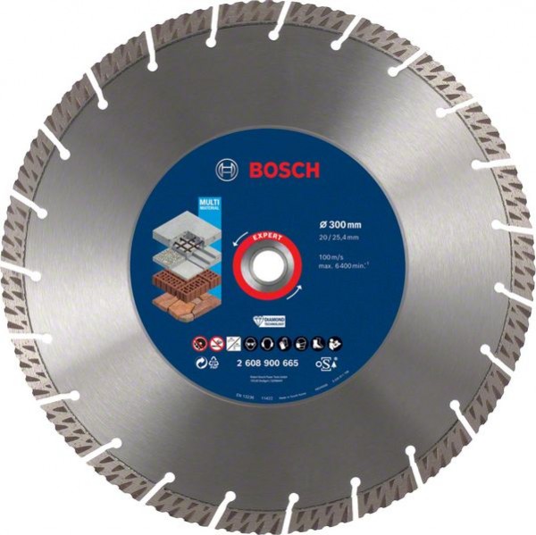 Bosch Professional Expert MultiMaterial Diamanttrennscheiben, 300 x 20/25,40 x 3 x 15 mm (2608900665)