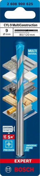 Bosch Professional Expert CYL-9 MultiConstruction Bohrer, 9 x 80 x 120 mm, d 9 mm (2608900625)