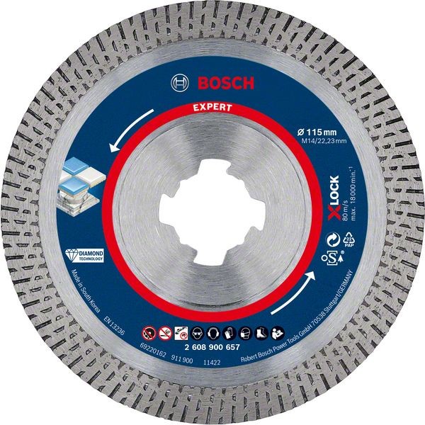 Bosch Professional Expert HardCeramic X-LOCK Diamanttrennscheiben, 115 x 22.23 x 1.4 x 10 mm (2608900657)