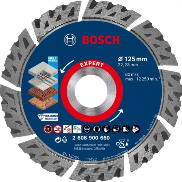 Bosch Professional Expert MultiMaterial Diamanttrennscheiben, 125 x 22,23 x 2,2 x 12 mm (2608900660)