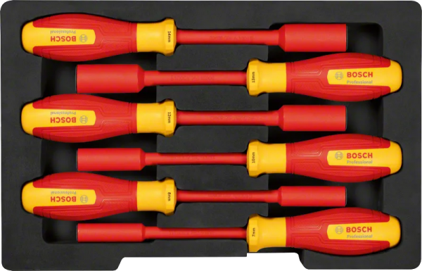 Bosch Professional PRO VDE Steckschlüssel Set, HEX 7-14,6St (1600A02NF3)