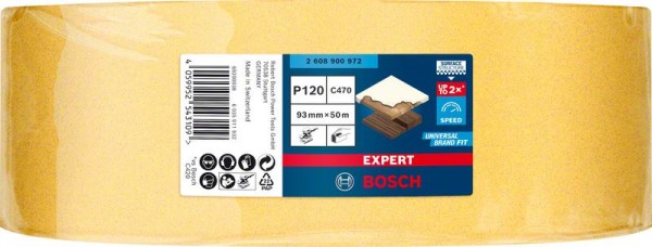 Bosch Professional Expert C470 Schleifpapierrolle zum Handschleifen, 93 mm x 50 m, G 120 (2608900972)