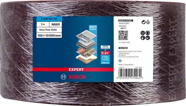 Bosch Professional Expert N880 Vliesrolle zum Handschleifen, 150 mm x 10 m, sehr fein A (2608901237)