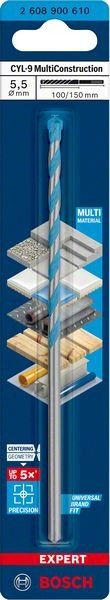 Bosch Professional Expert CYL-9 MultiConstruction Bohrer, 5,5 x 100 x 150 mm, d 5,5 mm (2608900610)