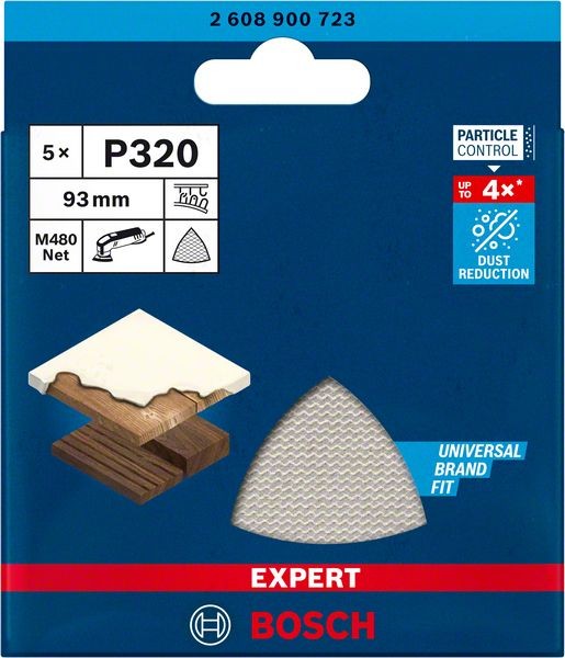 Bosch Professional Expert M480 Schleifnetz für Deltaschleifer, 93 mm, G 320, 5-tlg. (2608900723)