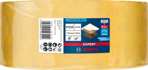 Bosch Professional Expert C470 Schleifpapierrolle zum Handschleifen, 115 mm x 50 m, G 320 (2608900984)