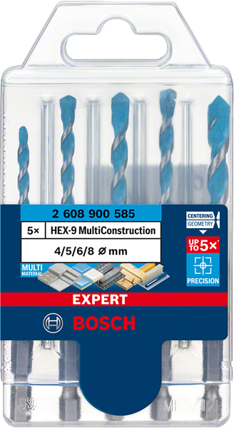 Bosch Professional HEX-9 MC Bohrer-Set, 5tlg 4/5/6/8 EXPERT (2608900585)