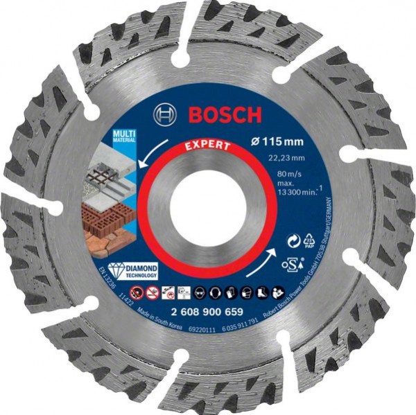 Bosch Professional Expert MultiMaterial Diamanttrennscheiben, 115 x 22,23 x 2,2 x 12 mm (2608900659)