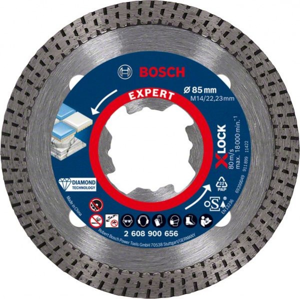 Bosch Professional Expert HardCeramic X-LOCK Diamanttrennscheiben, 85 x 22,23 x 1,6 x 7 mm (2608900656)