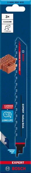 Bosch Professional Expert ‘Hollow Brick’ S 1543 HM Säbelsägeblatt, 3 Stück (2608900415)