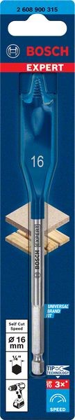 Bosch Professional Expert SelfCut Speed Flachfräsbohrer, 16 x 152 mm (2608900315)
