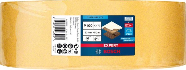 Bosch Professional Expert C470 Schleifpapierrolle zum Handschleifen, 93 mm x 50 m, G 100 (2608900971)