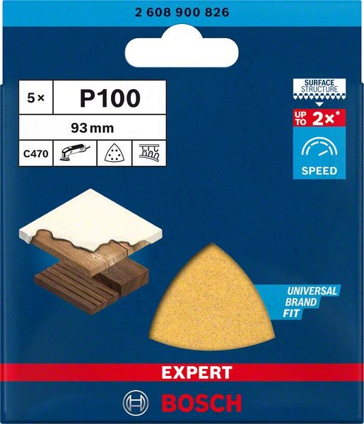 Bosch Professional Expert C470 Schleifpapier für Deltaschleifer, 93 mm, G 100, 5 Stück (2608900826)
