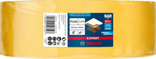 Bosch Professional Expert C470 Schleifpapierrolle zum Handschleifen, 93 mm x 50 m, G 240 (2608900974)