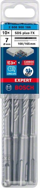 Bosch Professional Expert SDS plus-7X Hammerbohrer, 7 x 100 x 165 mm, 10-tlg. (2608900166)