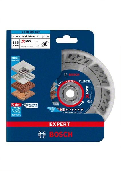 Bosch Professional Expert MultiMaterial X-LOCK Diamanttrennscheiben, 115 x 22,23 x 2,4 x 12 mm (2608900669)