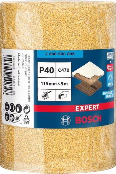 Bosch Professional Expert C470 Schleifpapierrolle zum Handschleifen, 115 mm, 5 m, G 40 (2608900896)