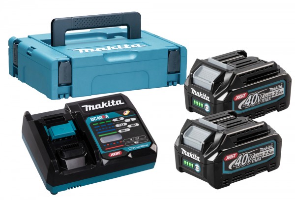 Makita XGT Akku-Set: 2x BL4025 + DC40RA in MakPac (191J81-6)