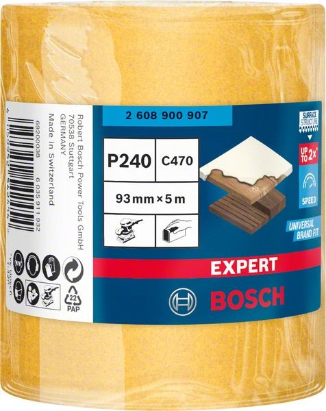 Bosch Professional Expert C470 Schleifpapierrolle zum Handschleifen, 93 mm, 5 m, G 240 (2608900907)
