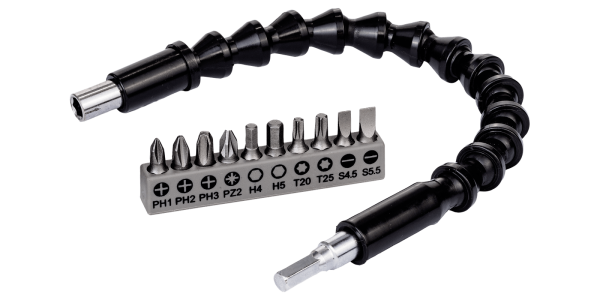 Bosch DIY flexible Verlängerung für IXO Schrauber + 11tlg. Bit-Set (2608522377)