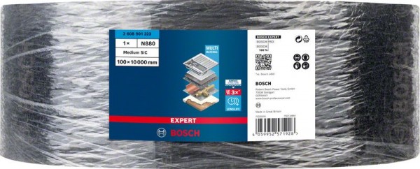 Bosch Professional Expert N880 Vliesrolle zum Handschleifen, 100 mm x 10 m, medium S (2608901223)