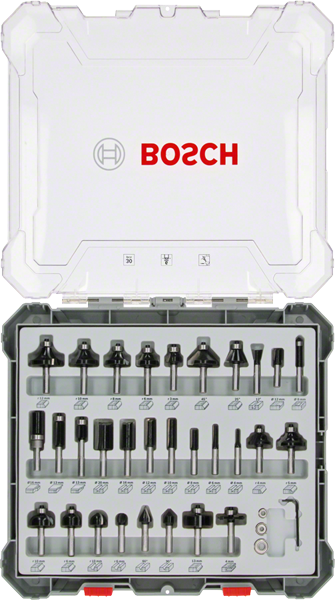 Bosch Professional 30 tlg Mixed Fräser Set 6mm Schaft (2607017474)