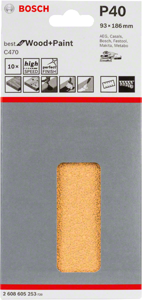 Bosch Professional Schleifblatt BfWP 93x186mm K40 10-pack (2608605253)