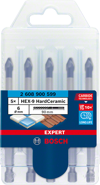 Bosch Professional HEX-9 HardCer Bohrer-Set 5tlg 6mm EXPERT (2608900599)