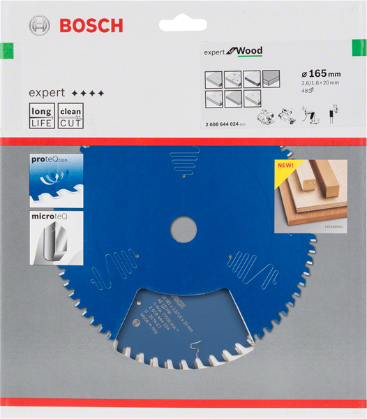 Bosch Professional Kreissägeblatt EX WO H 165x20-48 (2608644024)