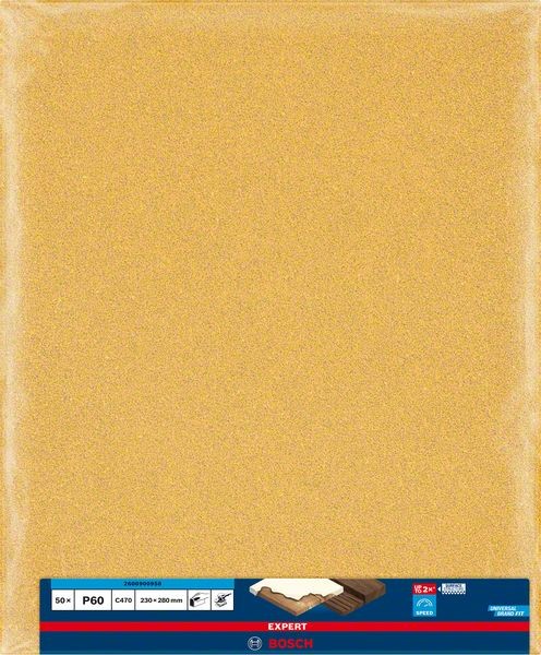 Bosch Professional Expert C470 Schleifpapier zum Handschleifen, 230 x 280 mm, G 60 (2608900958)
