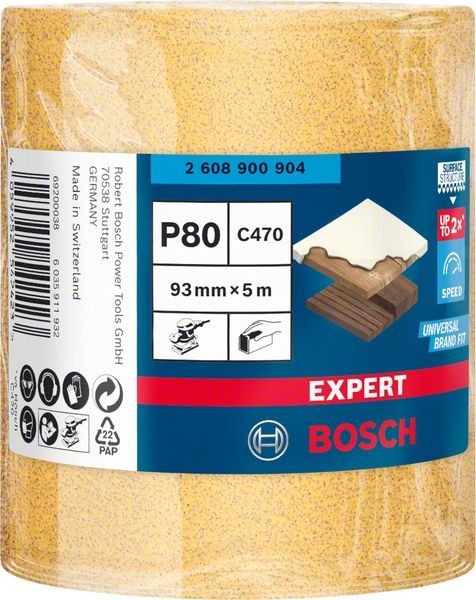 Bosch Professional Expert C470 Schleifpapierrolle zum Handschleifen, 93 mm, 5 m, G 80 (2608900904)