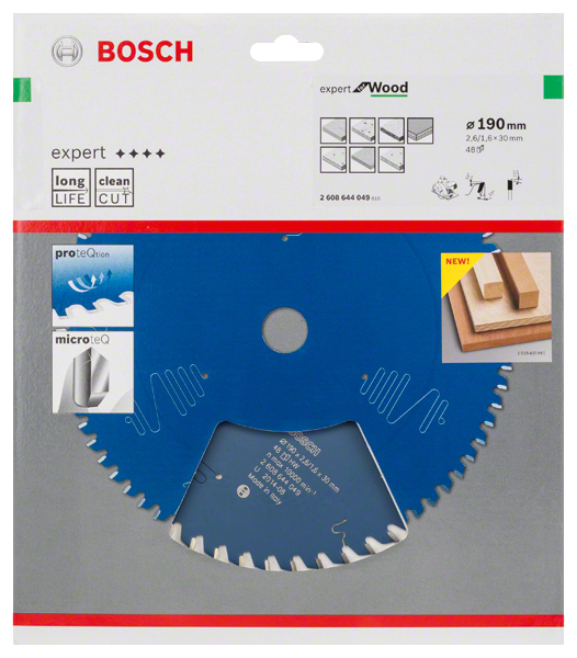 Bosch Professional Kreissägeblatt EX WO H 190x30-48 (2608644049)
