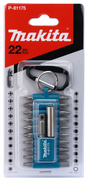 Makita 22-tlg. Bit-Set mit Karabiner (P-81175)