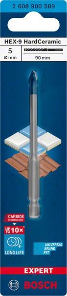 Bosch Professional Expert HEX-9 HardCeramic Bohrer, 5 x 90 mm (2608900589)